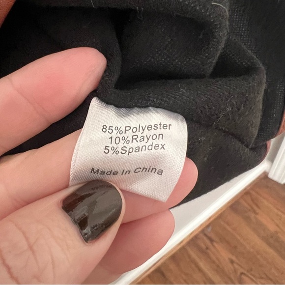 Tuckernuck Womens OS One Size Black LEATHER TRIM FUNNEL NECK PIPER PONCHO - Picture 5 of 6